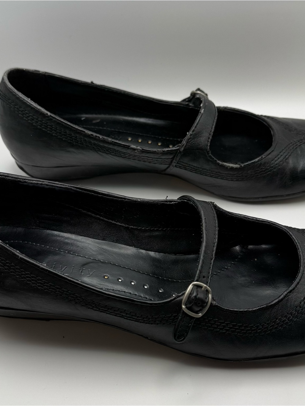 Relativity Black Leather Mary Jane Flats